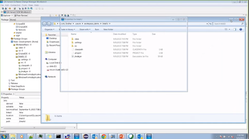 screenshot of CA Harvest Software Change Manager